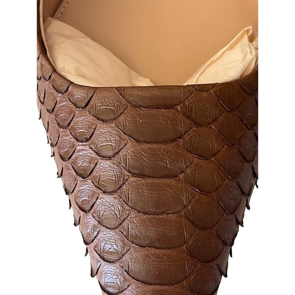 Gianvito Rossi Lindsay Python 60mm Slingback Pumps in Cuoio 42 - Picture 4 of 4